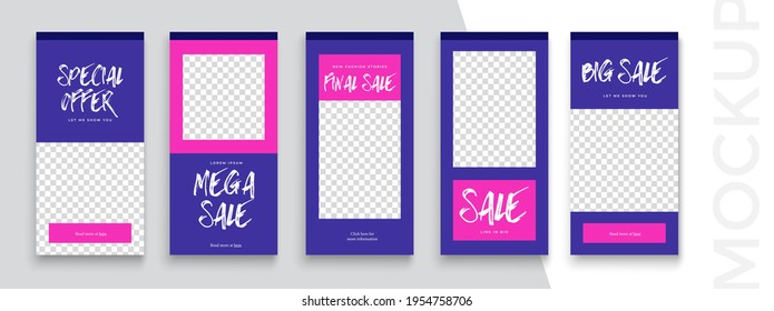 Trendy editable Stories template. Design  for social media. Flash Sale