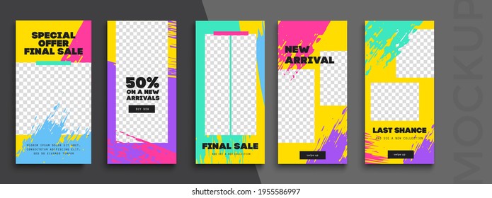 Trendy editable Stories template. Design  for social media. Flash Sale