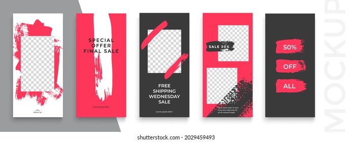 Trendy editable Stories template. Design  for social media. Flash Sale