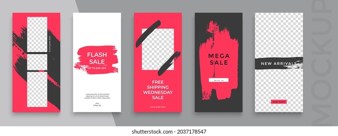 Plantilla de Historias editables de moda. Diseño para medios sociales.