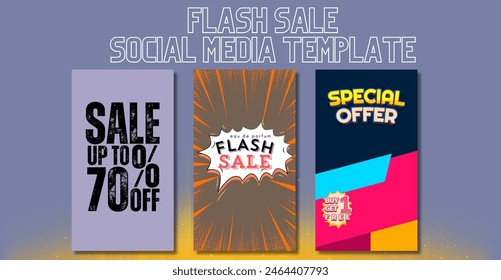 Trendy editable Stories template. Design for social media. Flash Sale