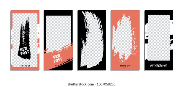 Trendy editable stories templates. Hand drawn illustration.