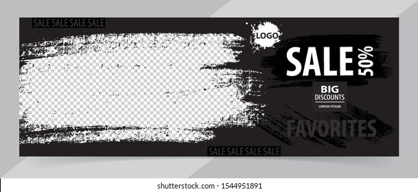 Trendy editable template banner for social networks posts, vector illustration. Design backgrounds for social media.