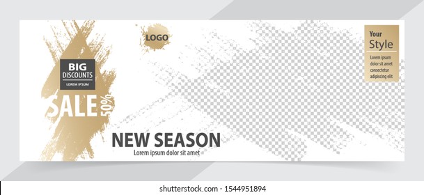 Trendy editable template banner for social networks posts, vector illustration. Design backgrounds for social media.