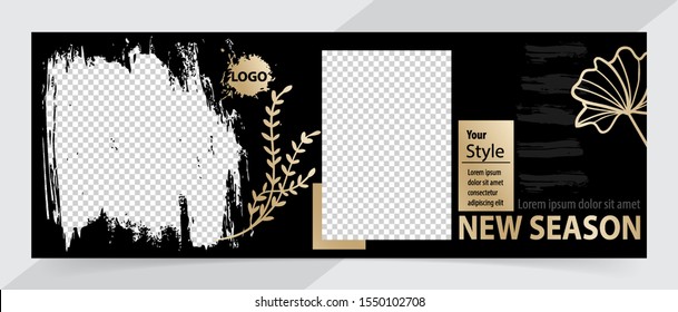 Trendy editable template banner for social networks posts, vector illustration. Design backgrounds for social media.