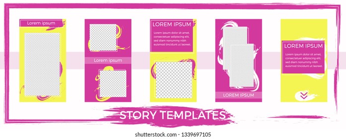 Trendy editable template for Instagram stories. Insert your photo and text. Design backgrounds for social media.  Vector illustration