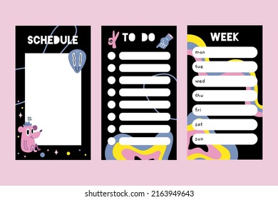 Trendy editable template for Instagram stories, weekly planner, to do, vector stock illustration, cartoon style. Modern vector backgrounds for social media.