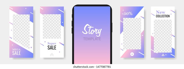 Trendy editable template sale banner for social networks stories. Design backgrounds for social media, landing page, website, mobile app, poster, flyer, coupon, gift card, web design.