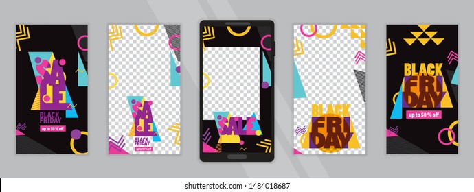 Trendy editable template for social media. 
Photo overlay with "black friday" theme. Everything built on layers and editable shapes.