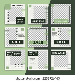 Trendy editable template for social media post, selling your product, vector illustration. Social media background design in green tones.