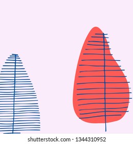 Trendy editable template for social network message in the style of flat. Design floral background for booklet, cards, invitation, brochure. Abstract plants on a light pink background.