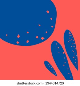 Trendy editable template for social network message in the style of flat. Design floral background for booklet, cards, invitation, brochure. Abstract plants on a red background.