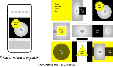 Trendy editable template for social network message, vector illustration. Design backgrounds for social media. Posts for sale, black friday, shopping.