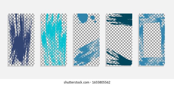 Trendy editable template for social network, blog, story. Vector illustration. Background design for social networks. Imitation of brush strokes, blots.