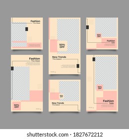 Trendy editable template for social network stories and posts, vector illustration. Design backgrounds for social media