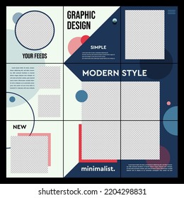 Trendy editable template for social network stories and posts, vector illustration, template puzzle.