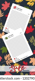 Trendy editable template for social networks stories with autumn leaves, vector illustration. Design backgrounds for social media. Hand drawn abstract card.