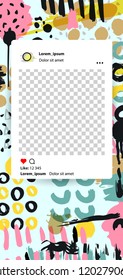 Trendy editable template for social networks stories with brush strokes, vector illustration. Design backgrounds for social media. Hand drawn abstract card.