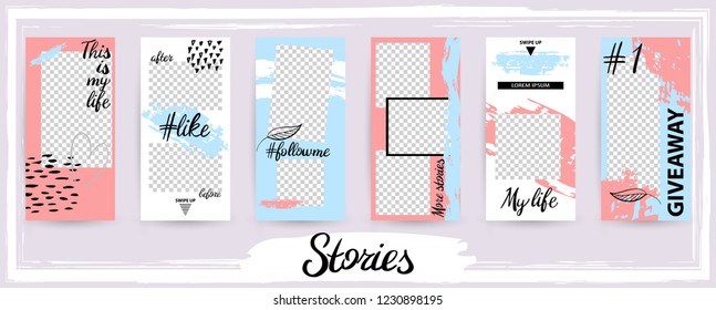Trendy editable template for social networks stories, vector illustration. Design backgrounds for social media.