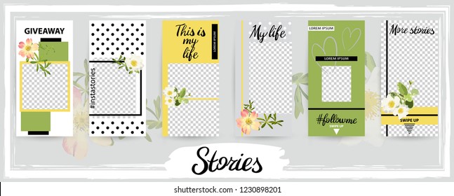 Trendy editable template for social networks stories, vector illustration. Design backgrounds for social media.