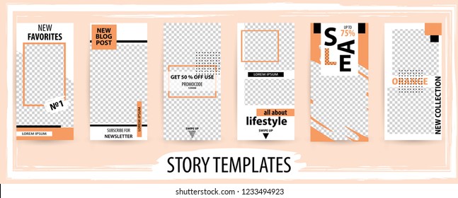 Trendy editable template for social networks stories, vector illustration. Design backgrounds for social media.