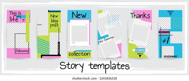 Trendy editable template for social networks stories, story,  vector illustration. Design backgrounds for social media