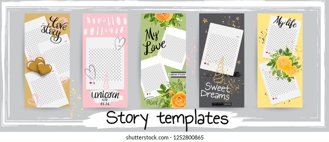 Trendy editable template for social networks stories, story, vector illustration. Design backgrounds for social media.