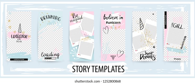 Trendy editable template for social networks stories, story,  vector illustration. Design backgrounds for social media