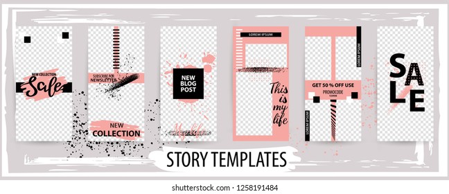 Trendy editable template for social networks stories, story, vector illustration. Design backgrounds for social media