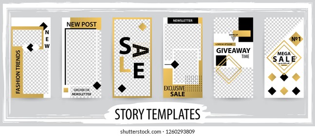 Trendy editable template for social networks stories, story, vector illustration. Design backgrounds for social media.