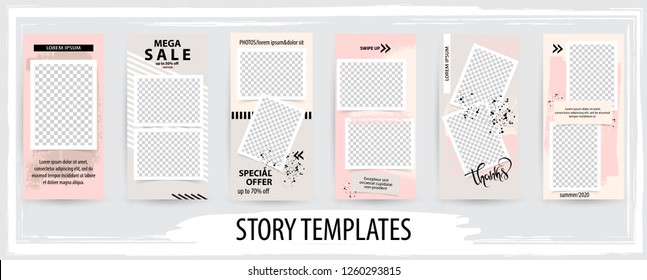 Trendy Editable Template For Social Networks Stories, Story,  Vector Illustration. Design Backgrounds For Social Media
