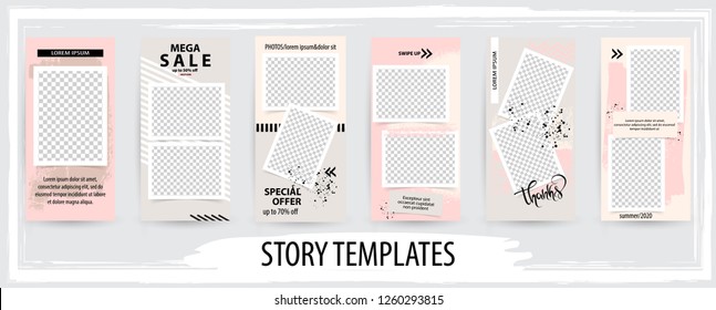 Trendy editable template for social networks stories, story,  vector illustration. Design backgrounds for social media