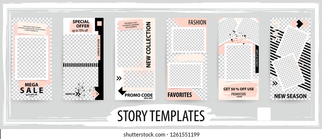 Trendy editable template for social networks stories, vector illustration. Design backgrounds for social media.