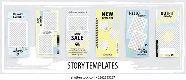 Trendy editable template for social networks stories,  vector illustration. Design backgrounds for social media.