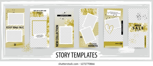 Trendy editable template for social networks stories, vector illustration. Design backgrounds for social media.