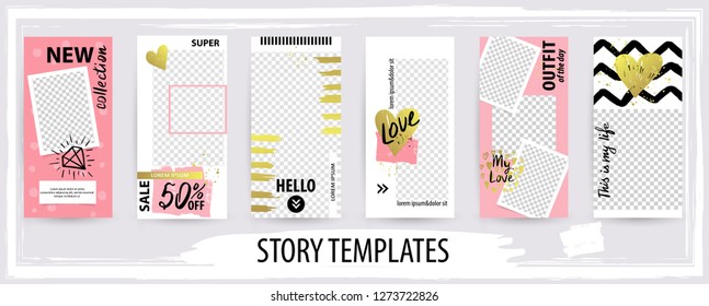 Trendy editable template for social networks stories, valentine vector illustration. Design backgrounds for social media.