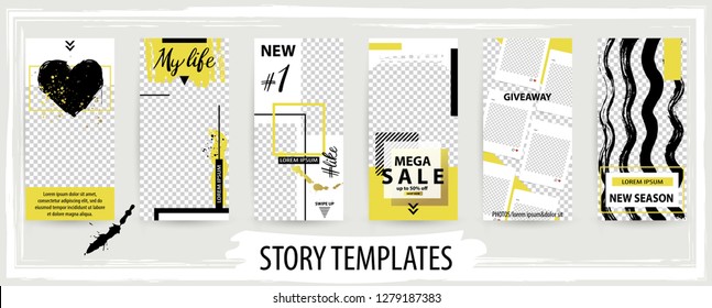Trendy editable template for social networks stories, vector illustration. Design backgrounds for social media.