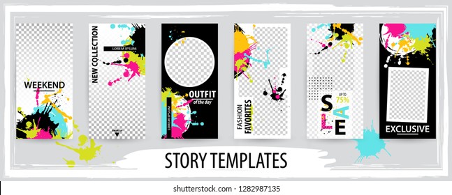 Trendy editable template for social networks stories, vector illustration. Design backgrounds for social media.