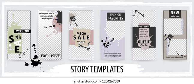 Trendy editable template for social networks stories,  vector illustration. Design backgrounds for social media.