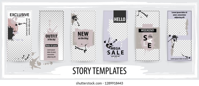 Trendy editable template for social networks stories, vector illustration. Design backgrounds for social media.