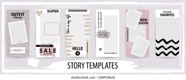 Trendy editable template for social networks stories,  vector illustration. Design backgrounds for social media.