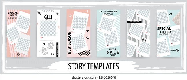 Trendy editable template for social networks stories,  vector illustration. Design backgrounds for social media.