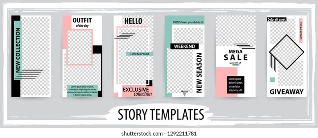 Trendy editable template for social networks stories, vector illustration. Design backgrounds for social media.