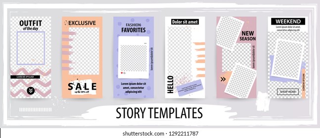 Trendy editable template for social networks stories,  vector illustration. Design backgrounds for social media.