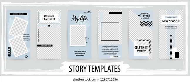 Trendy editable template for social networks stories, vector illustration. Design backgrounds for social media.