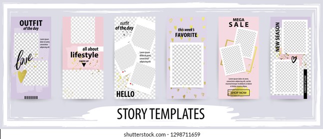 Trendy editable template for social networks stories, vector illustration. Design backgrounds for social media.