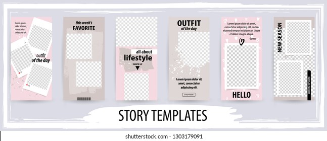 Trendy editable template for social networks stories, vector illustration. Design backgrounds for social media.