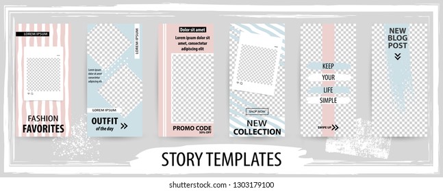 Trendy editable template for social networks stories, vector illustration. Design backgrounds for social media.