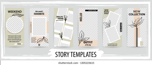 Trendy editable template for social networks stories, vector illustration. Design backgrounds for social media.