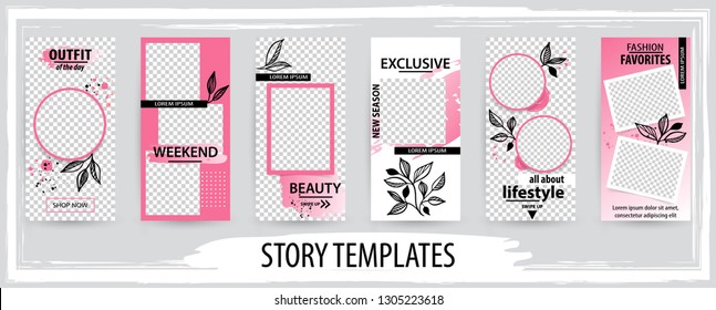 Trendy editable template for social networks stories,  vector illustration. Design backgrounds for social media.